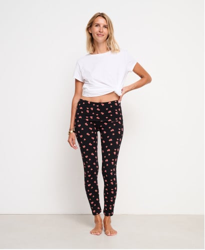 Umstandsleggings Rosenprint Bio-Baumwolle