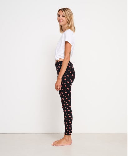 Black Organic Cotton Roses Pregnancy Leggings