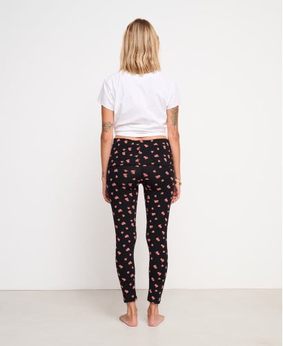 Black Organic Cotton Roses Pregnancy Leggings