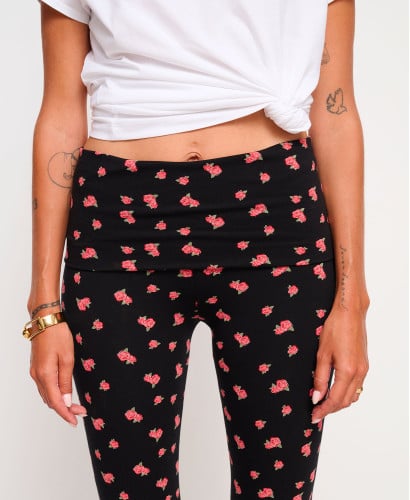 Umstandsleggings Rosenprint Bio-Baumwolle