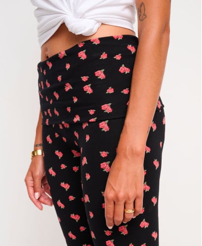 Umstandsleggings Rosenprint Bio-Baumwolle