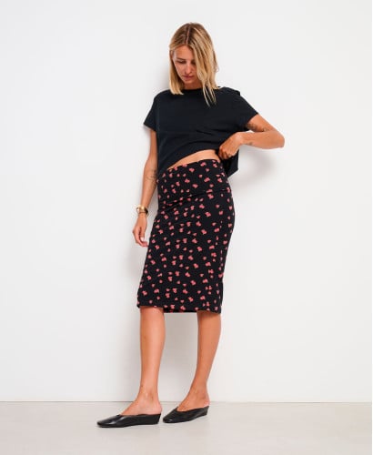 Jupe Grossesse Roses Coton Bio Clara