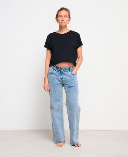 Light Blue Wide Leg Pregnancy Jeans