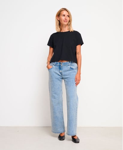 Light Blue Wide Leg Pregnancy Jeans