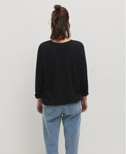 Schwangerschafts-T-Shirt Langarm aus Bio-Baumwolle schwarz