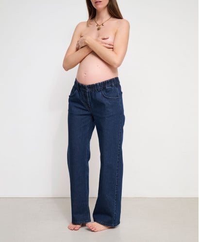Raw Blue Wide Leg Pregnancy Jeans