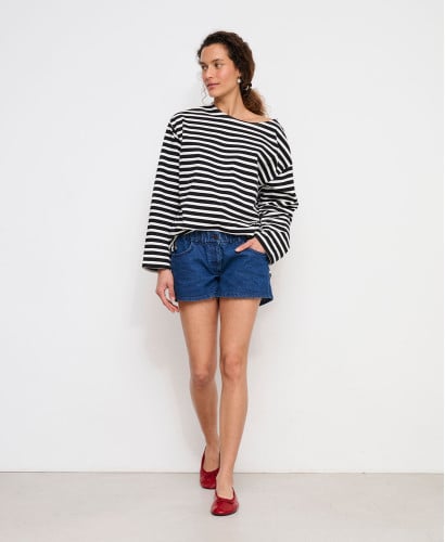 Gray Denim Maternity Shorts Without Band | Adjustable Pregnant Bottoms -  Medium blue 