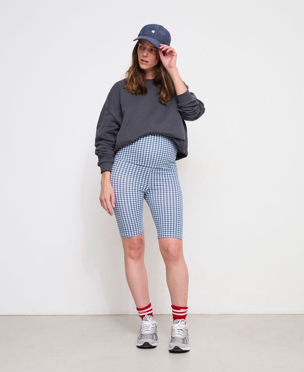 Biker Short Grossesse Vichy Bleu Coton Bio