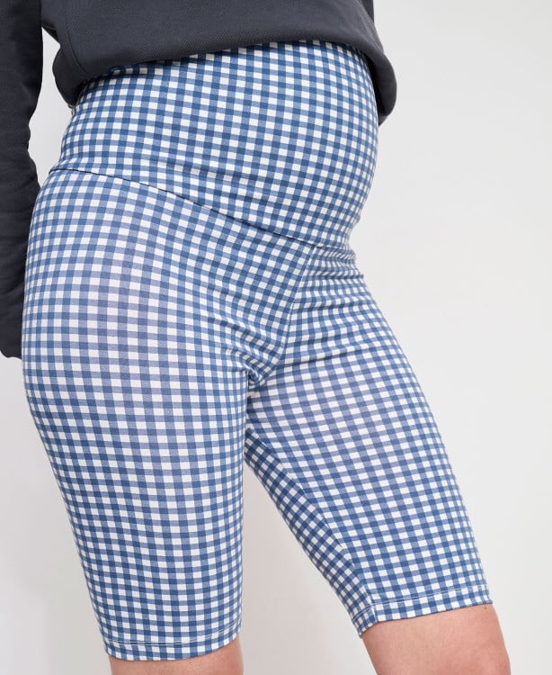 Biker Short Grossesse Vichy Bleu Coton Bio