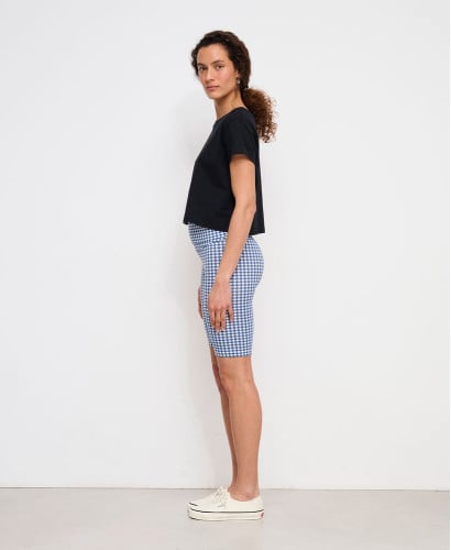 Biker Short Grossesse Vichy Bleu Coton Bio