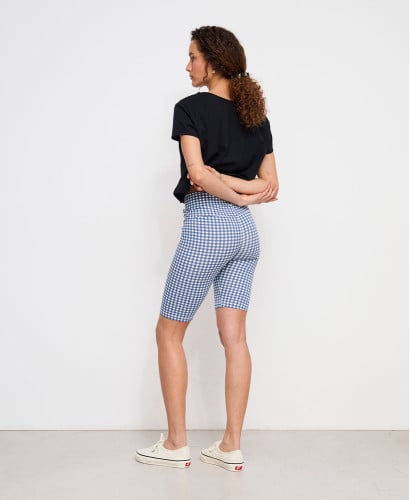 Biker Short Grossesse Vichy Bleu Coton Bio