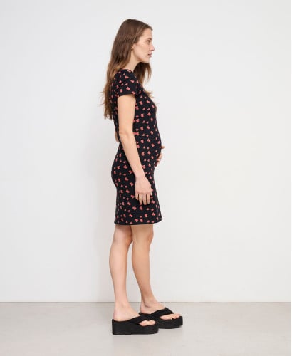Aimée Rose Print Maternity Dress Organic Cotton