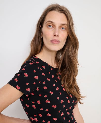Aimée Rose Print Maternity Dress Organic Cotton