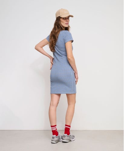 Aimée Umstands-Kleid Blaues Vichy Bio-Baumwolle