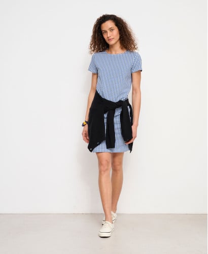 Robe Grossesse Vichy Bleu Aimée Coton Bio