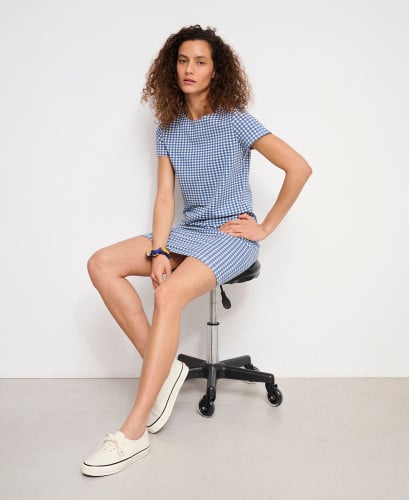 Robe Grossesse Vichy Bleu Aimée Coton Bio