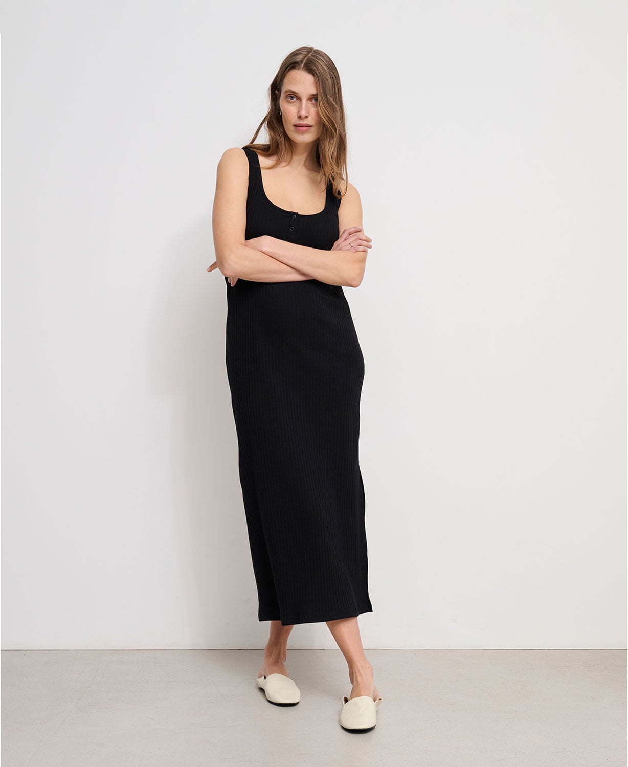 Robe Longue Maternité Noire Anouk