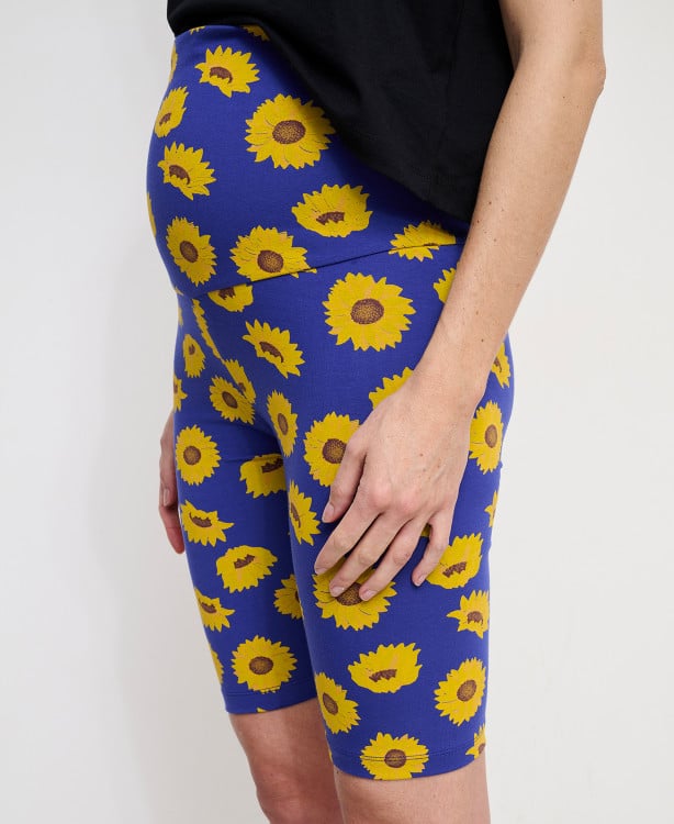 Sonnenblumen-Umstands-Biker-Shorts Bio-Baumwolle