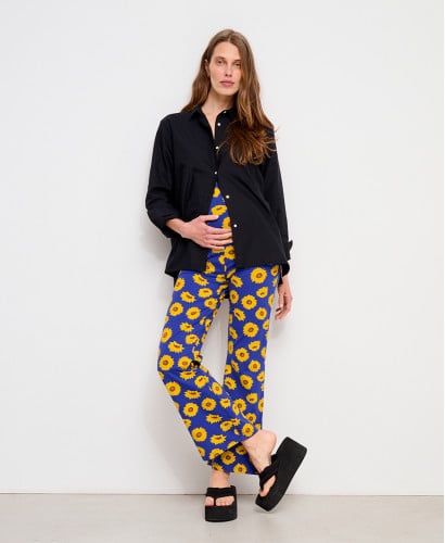 Navy Blue Organic Cotton Flare Maternity Leggings | Maternity Bottoms -  Sunflower 
