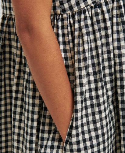 Emma Black Gingham Linen Pregnancy Dress