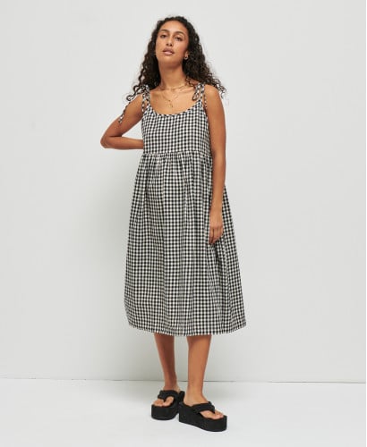 Emma Rotes Kleid Gingham Baumwolle l Kleider Schwangere Cool & Elegant -  Schwarz Vichy 