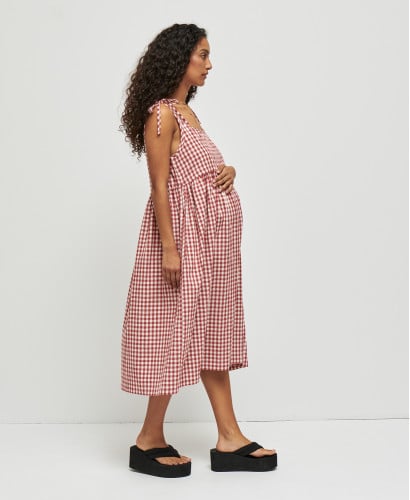 Emma Rotes Kleid aus Gingham Baumwolle