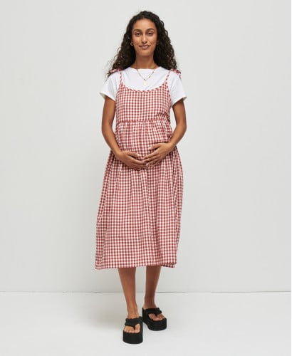 Emma Rotes Kleid aus Gingham Baumwolle