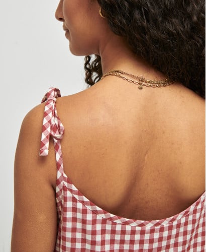 Emma Rotes Kleid aus Gingham Baumwolle