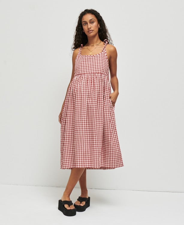 Robe Grossesse Coton Vichy Rouge Emma