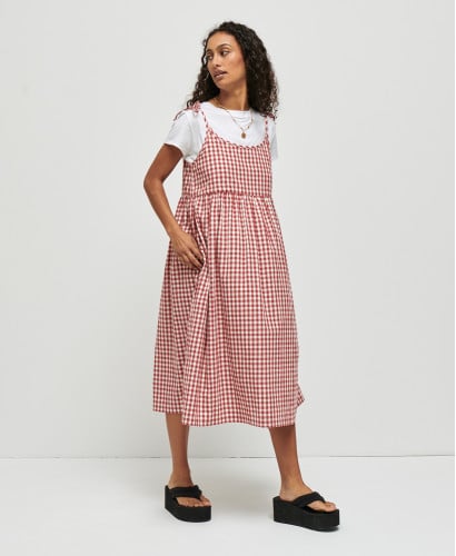 Emma Red Gingham Cotton Pregnancy Dress
