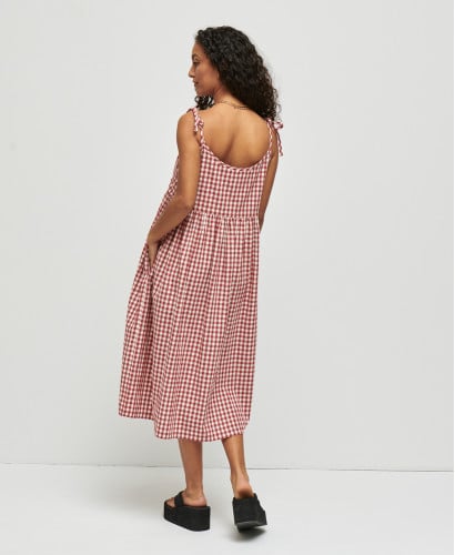 Emma Red Gingham Cotton Pregnancy Dress