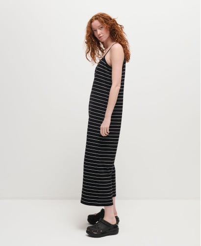 Indira Black Striped Cotton Pregnancy Jumpsuit