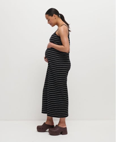 Indira Black Striped Cotton Pregnancy Jumpsuit