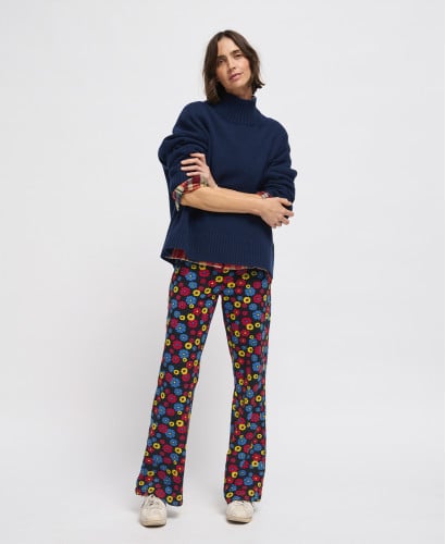 Flare-Umstandsleggings buntem Blumenprint Bio-Baumwolle