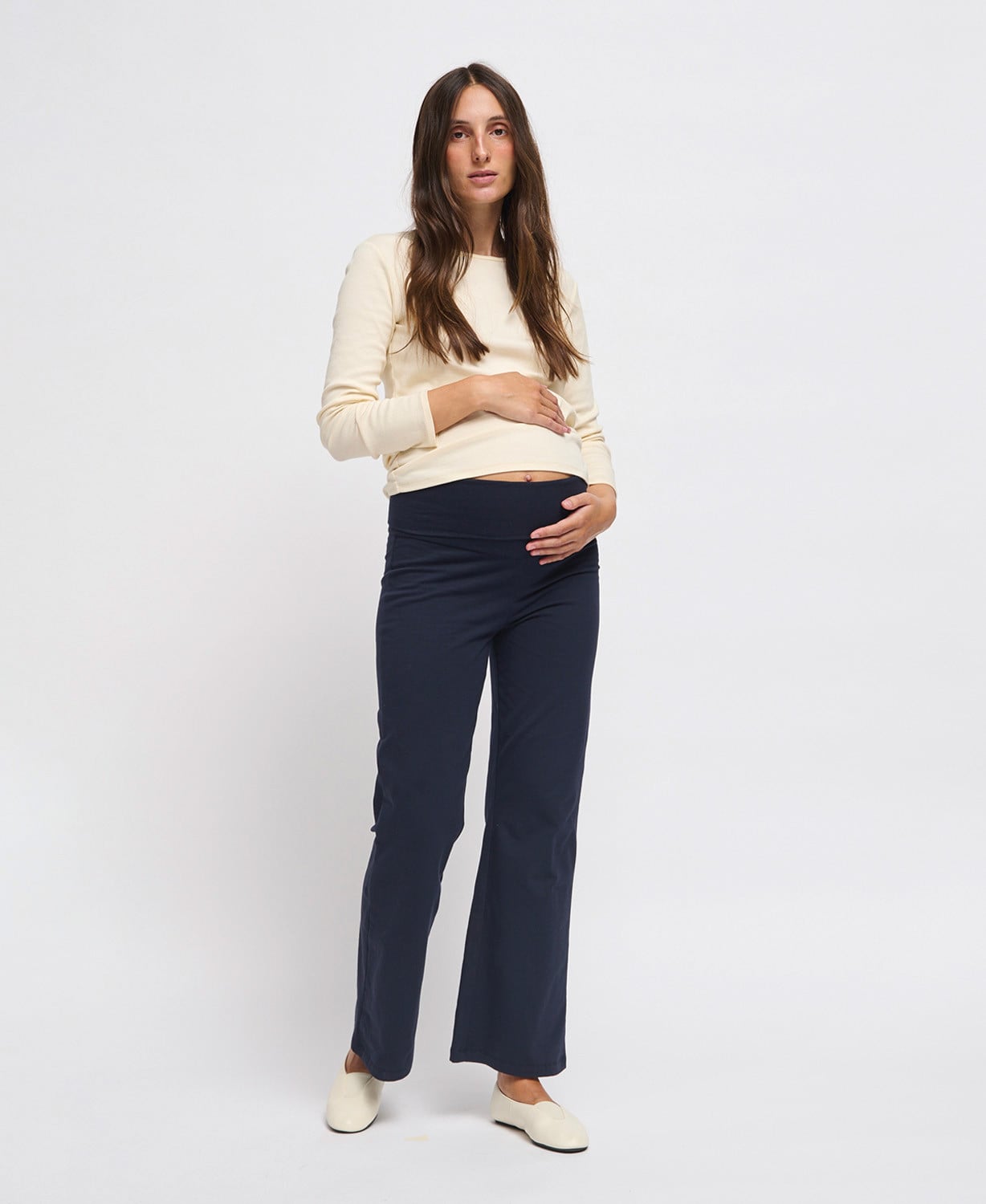 Marineblaue Flare-Umstandsleggings Bio-Baumwolle