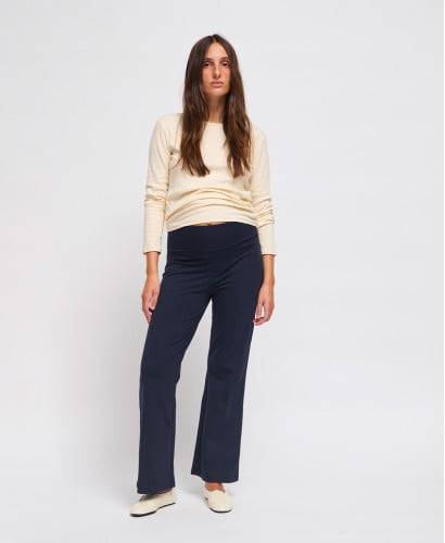 Blue Organic Cotton Flared Maternity Leggings