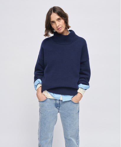 Navy Blue Merino Wool Sweater Barth