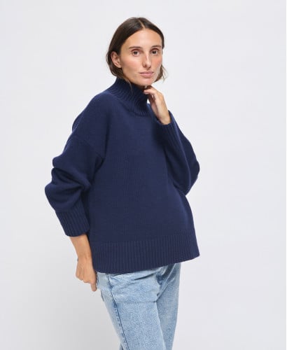 Pull Laine Bleu Marine Barth