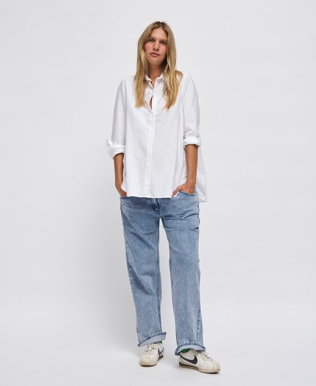 Justine White Cotton Pregnancy Shirt
