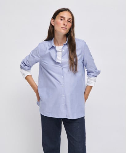 Chemise Grossesse Coton Bleu Justine