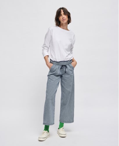 Pantalon Grossesse Denim Rayures Bleues Alix