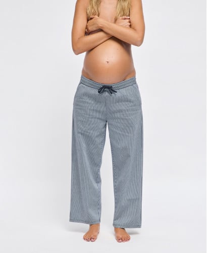 Alix Blue Striped Denim Maternity Pants