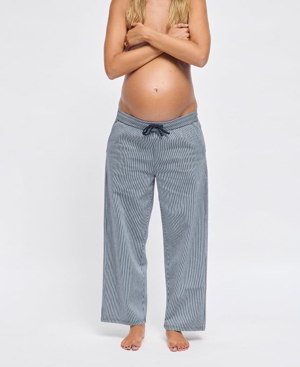 Alix Blue Striped Denim Maternity Pants