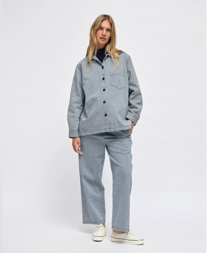 Alix Blue Striped Denim Maternity Pants