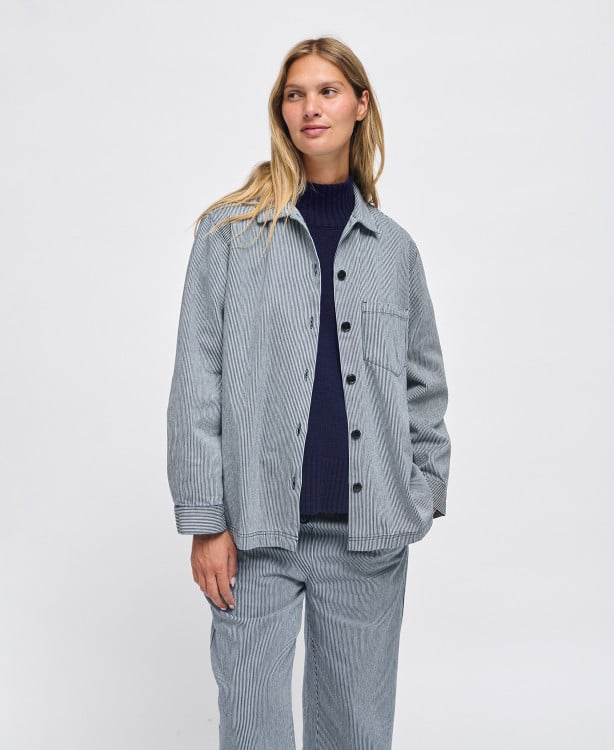 Andrea Blue Striped Denim Overshirt