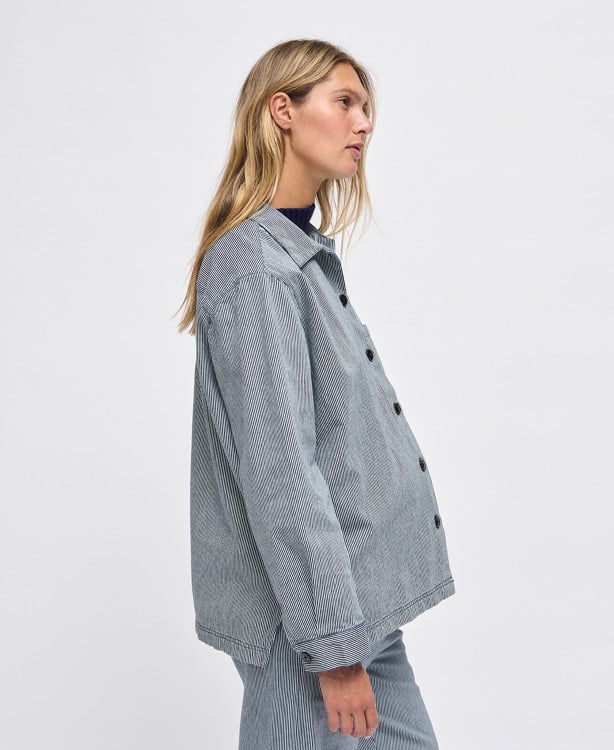 Andrea Blue Striped Denim Overshirt