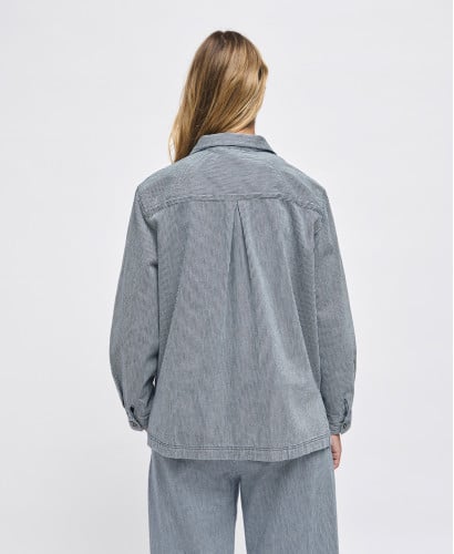 Andrea Jeans-Overshirt Mit Blauen Streifen