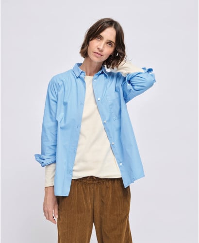 Chemise Grossesse Coton Bleu Beryl