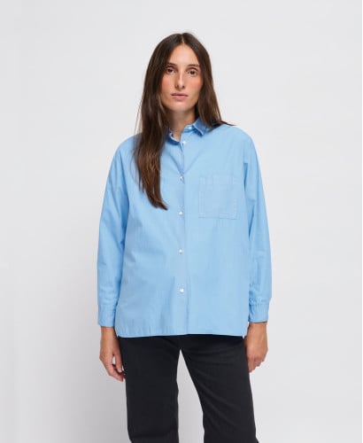 Chemise Grossesse Coton Bleu Beryl