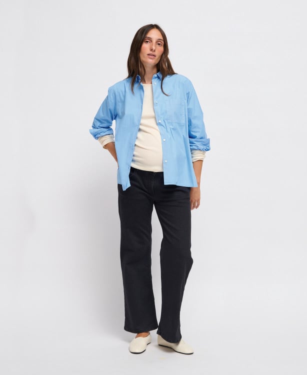 Chemise Grossesse Coton Bleu Beryl